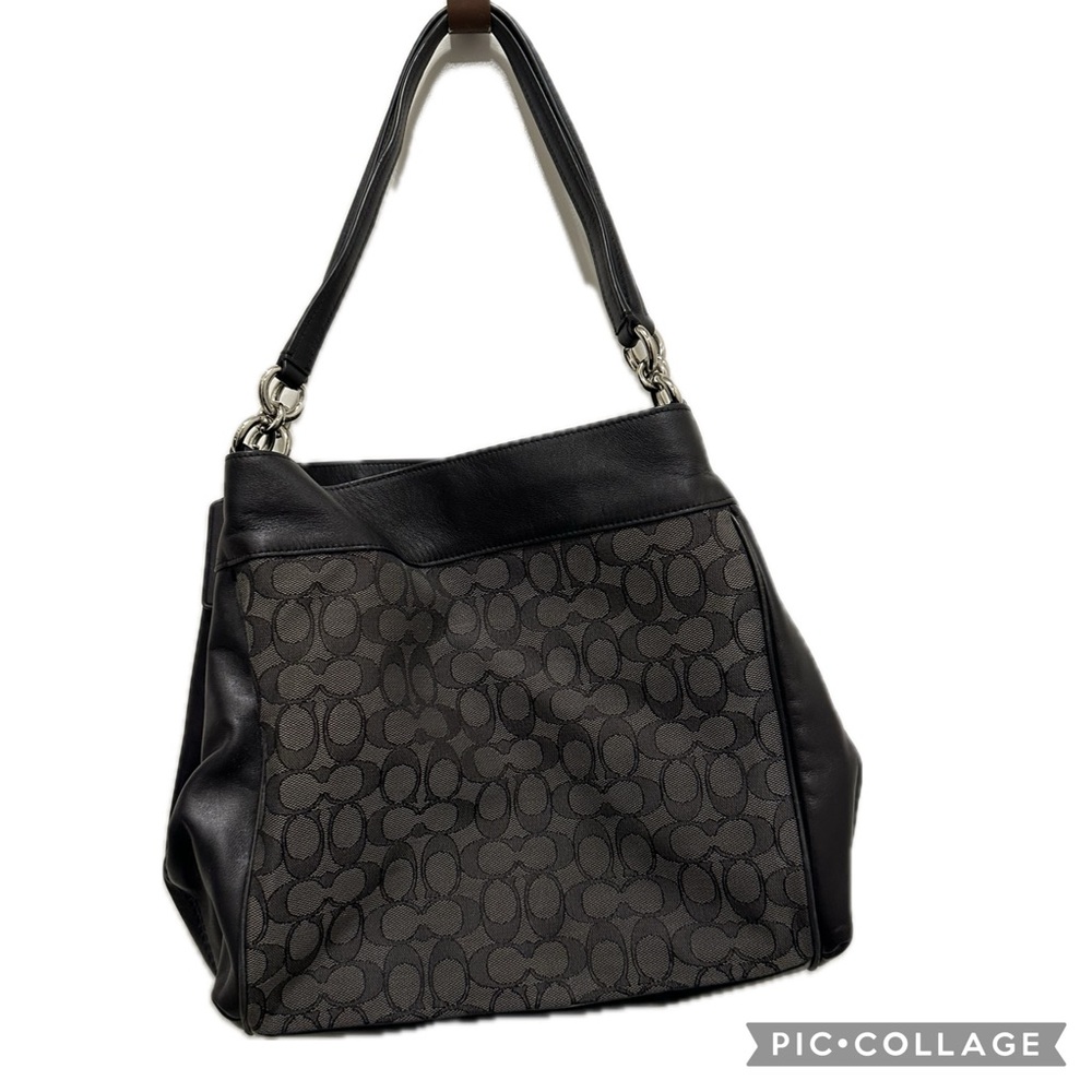 Coach Lexi Purse F58712 | Coach handbag | Coach black logo shoulder bag - Picture 2 of 12